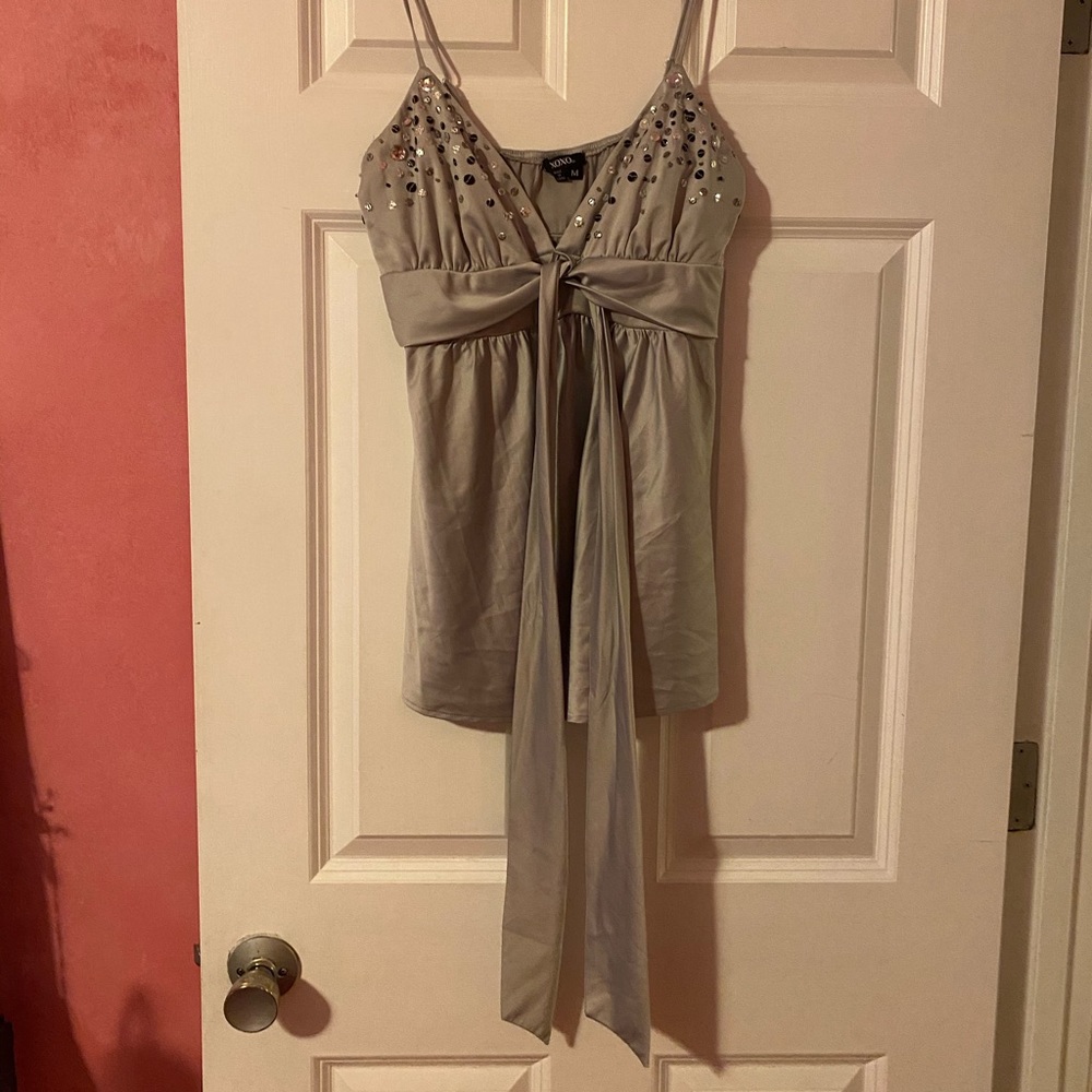 Silk Embellished Dressy Tank Top